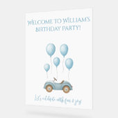 Pastel Blue Car & Balloons Geburtstagsparty - Acrylschild (Winkel)