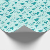 Pastel Blue Christmas Tree Custom Monogram Elegant Geschenkpapier (Ecke)