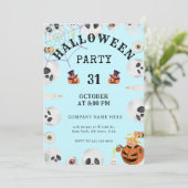 Pastel Blue Classic Halloween Office-Party Einladung (Stehend Vorderseite)
