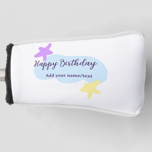 Pastel blue clouds stars purple happy birthday nam golf headcover (Vorderseite)