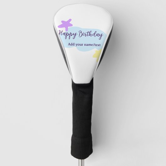 Pastel blue clouds stars purple happy birthday nam golf headcover (Vorderseite)