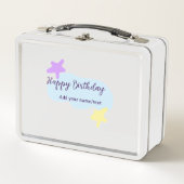 Pastel blue clouds stars purple happy birthday nam metall brotdose (Vorderseite)