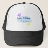 Pastel blue clouds stars purple happy birthday nam truckerkappe (Vorderseite)
