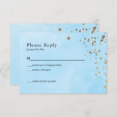 Pastel Blue Clouds Watercolor Wedding RSVP Card (Vorne/Hinten)