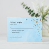 Pastel Blue Clouds Watercolor Wedding RSVP Card Karte (Stehend Vorderseite)