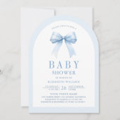 Pastel Blue Coquette Bow Arch QR Code Babydusche Einladung (Vorderseite)