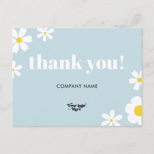 Pastel Blue Daisy Logo-Marke Vielen Dank Karte (Vorderseite)