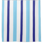 Pastel Blue Deep Blue White Summer Stripes Duschvorhang (Vorderseite)