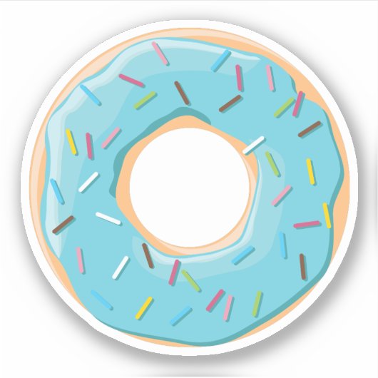 Pastel Blue Donut mit Süßwasser-Sprinklen Aufkleber (Vorderseite)