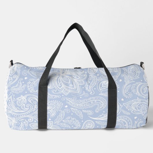 PASTEL BLUE ELABORATE PAISLEY PATTERN & DOTS DUFFLE BAG (Vorderseite)