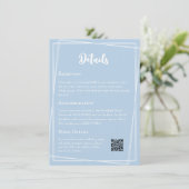 Pastel Blue Elegant QR Code Hochzeitdetails Begleitkarte (Stehend Vorderseite)