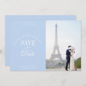 Pastel Blue Elegant Save the Date Card (Vorne/Hinten)