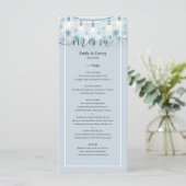 Pastel Blue Elegantes Botanisches Hochzeitmenü Menükarte (Stehend Vorderseite)