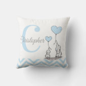 Pastel Blue Elephant Personalisiert Baby Boy Pillo Kissen (Rückseite)