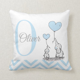 Pastel Blue Elephant Personalisiert Baby Boy Pillo Kissen