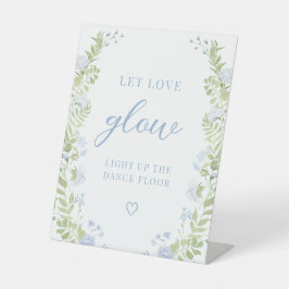 Pastel Blue Floral Boho Wedding Let Love Glow Sign Sockelschild