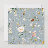Pastel Blue Floral Drop Script Baby Dusche Einladung (Rückseite)