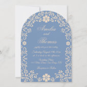 Pastel Blue Floral Elegante Hochzeit Einladung (Vorderseite)