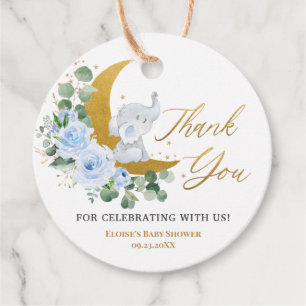 Pastel Blue Floral Greenerie Elephant Danke Fa Geschenkanhänger