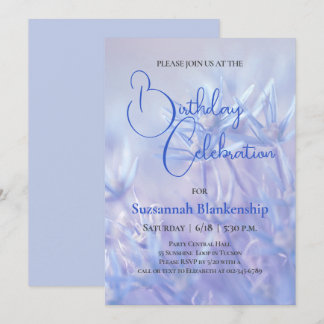 Pastel Blue Floral Hintergrund Geburtstagsparty Einladung