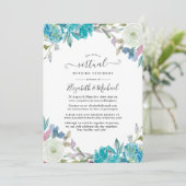Pastel Blue Floral Online Virtual Wedding Einladung (Stehend Vorderseite)