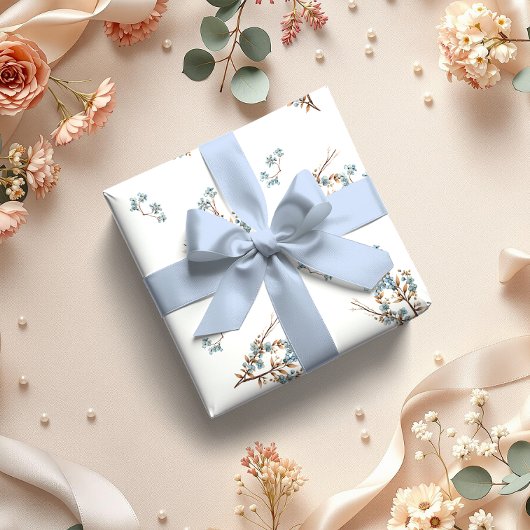 Pastel Blue Floral Tee Mice Geschenkpapier Set