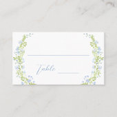 Pastel Blue Floral Wreath Bridal Shower Wedding Platzkarte (Vorderseite)