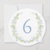 Pastel Blue Floral Wreath Whimsical Table Number Einladung (Rückseite)
