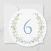 Pastel Blue Floral Wreath Whimsical Table Number Einladung (Vorderseite)