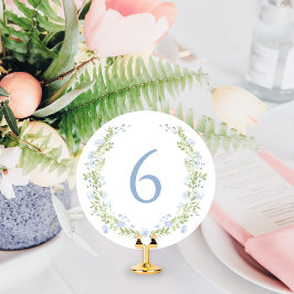 Pastel Blue Floral Wreath Whimsical Table Number Einladung