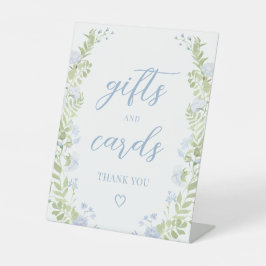 Pastel Blue Flower Wedding Gifts and Cards Sign Sockelschild