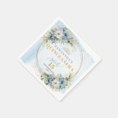 Pastel Blue Flowers Gold 15th Birthday Napkins Serviette (Ecke)