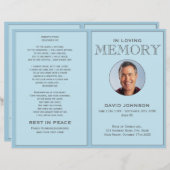 Pastel Blue Foto Order of Service Funeral Program (Vorne/Hinten)