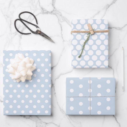 Pastel Blue Gepunktete Papiertücher Geschenkpapier Set (Vorderseite)