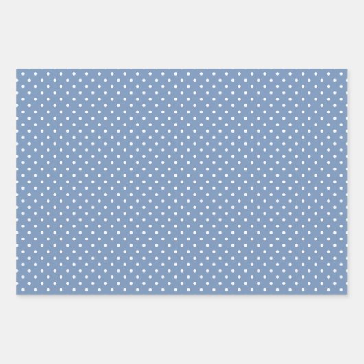 Pastel Blue Gingham Daisy Blume Polka Dot Pattern Geschenkpapier Set (Vorderseite 3)