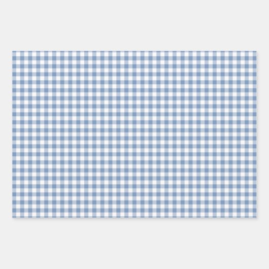 Pastel Blue Gingham Daisy Blume Polka Dot Pattern Geschenkpapier Set (Vorderseite)
