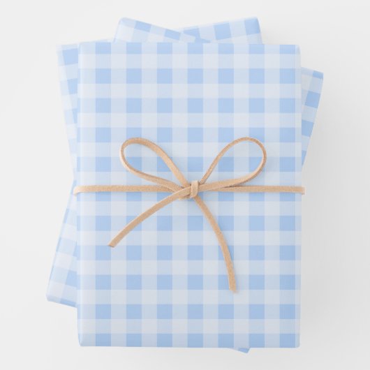 Pastel Blue Gingham Geschenkpapier Set (Beispiel)