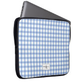 Pastel Blue Gingham Kariert Checked Pattern Monogr Laptopschutzhülle (Vorne Rechts)