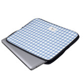 Pastel Blue Gingham Kariert Checked Pattern Monogr Laptopschutzhülle (Vorne Knopf)