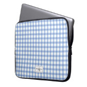 Pastel Blue Gingham Kariert Checked Pattern Monogr Laptopschutzhülle (Vorderseite Links)