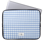 Pastel Blue Gingham Kariert Checked Pattern Monogr Laptopschutzhülle (Vorderseite)