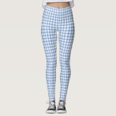 Pastel Blue Gingham Karo Pattern Leggings (Vorderseite)