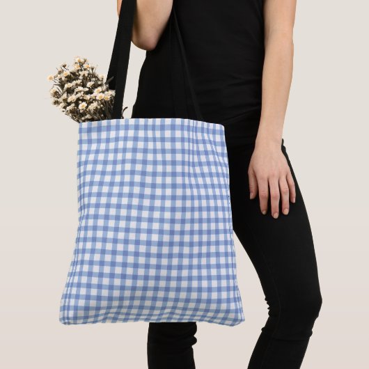 Pastel Blue Gingham Karo Pattern Tasche (Von Nahem)