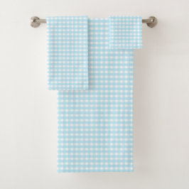Pastel Blue Gingham Pattern Badhandtuch Set