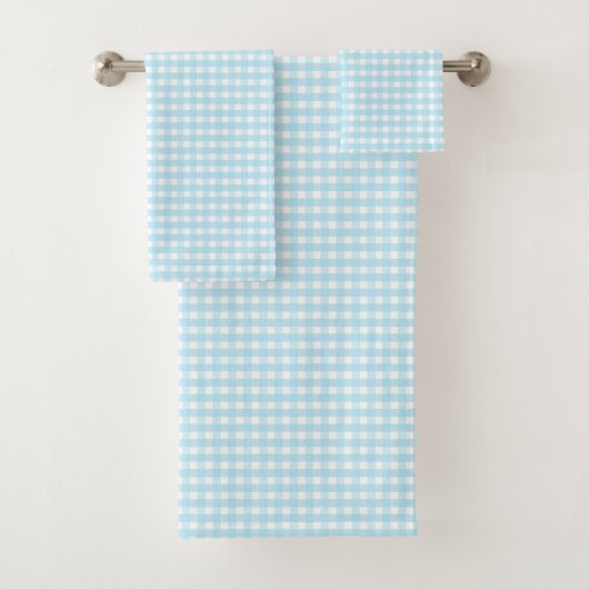 Pastel Blue Gingham Pattern Badhandtuch Set (Insitu)