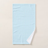 Pastel Blue Gingham Pattern Badhandtuch Set (Handtuch)