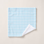 Pastel Blue Gingham Pattern Badhandtuch Set (Waschlappen)