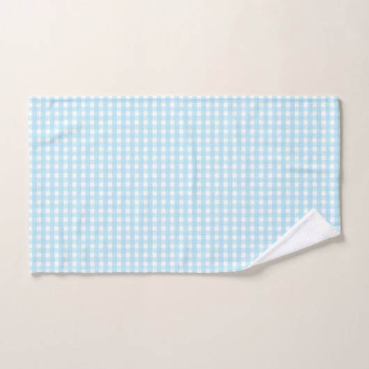 Pastel Blue Gingham Pattern Badhandtuch Set (Handtuch)
