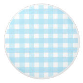 Pastel Blue Gingham Pattern Keramikknauf (Vorderseite)