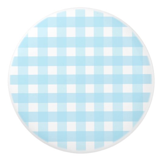 Pastel Blue Gingham Pattern Keramikknauf (Vorderseite)
